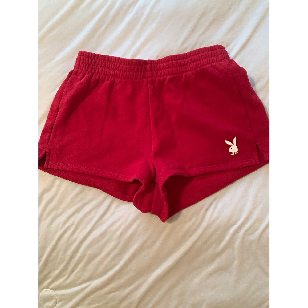 Playboy by PacSun Women’s Red Fleece Sweat Shorts Size XS Elastic Waist Logo